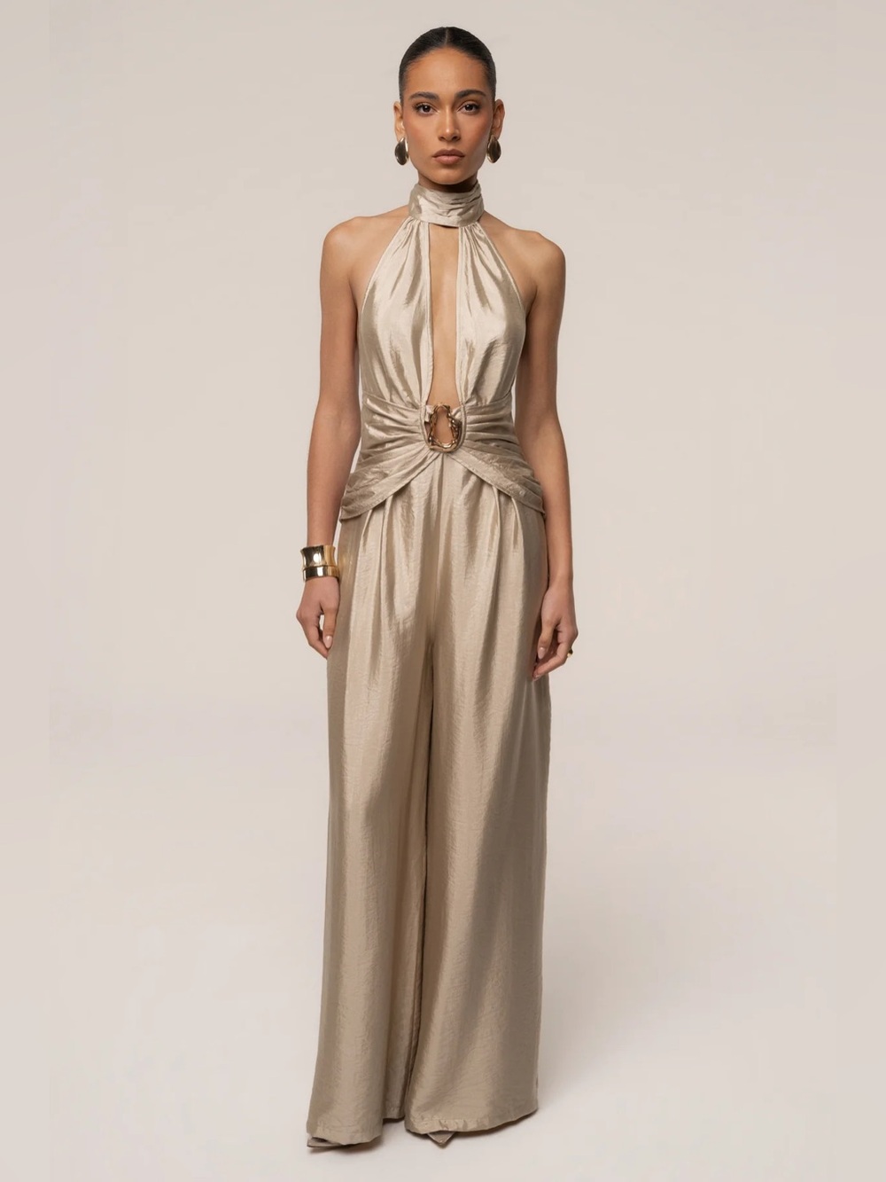 JLUXLABEL Gold Accent Jumpsuit NWT✨